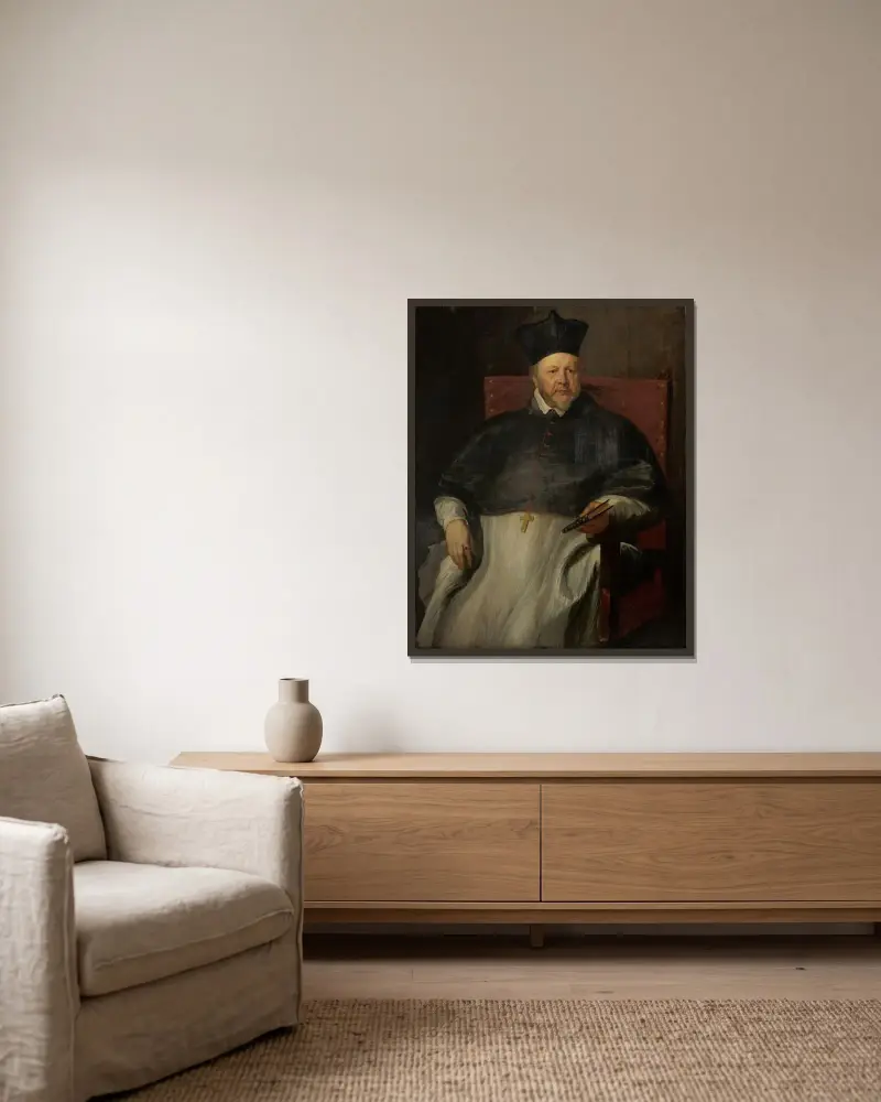 Joannes Malderus, biskop av Antwerpen av Anthony van Dyck inramad på en vägg