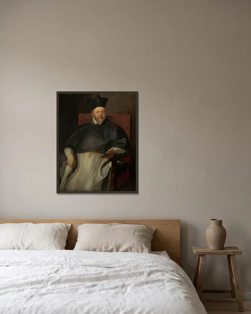 Joannes Malderus, biskop av Antwerpen av Anthony van Dyck inramad på en vägg
