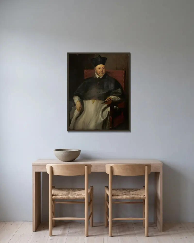 Joannes Malderus, biskop av Antwerpen av Anthony van Dyck inramad på en vägg