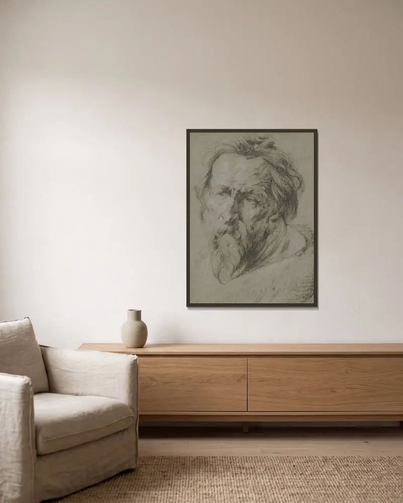 Głowa brodatego starca zwrócona w lewo, Anthony van Dyck w ramie na ścianie