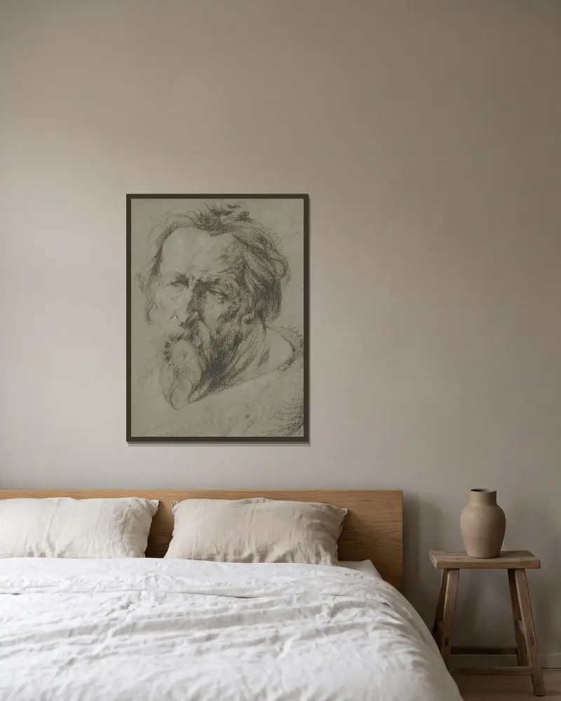 Głowa brodatego starca zwrócona w lewo, Anthony van Dyck w ramie na ścianie