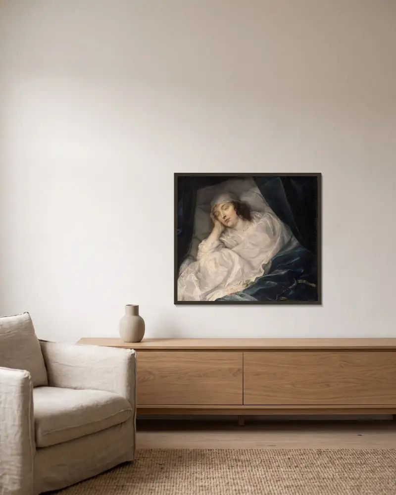 Lady Digby na łożu śmierci, Anthony van Dyck w ramie na ścianie