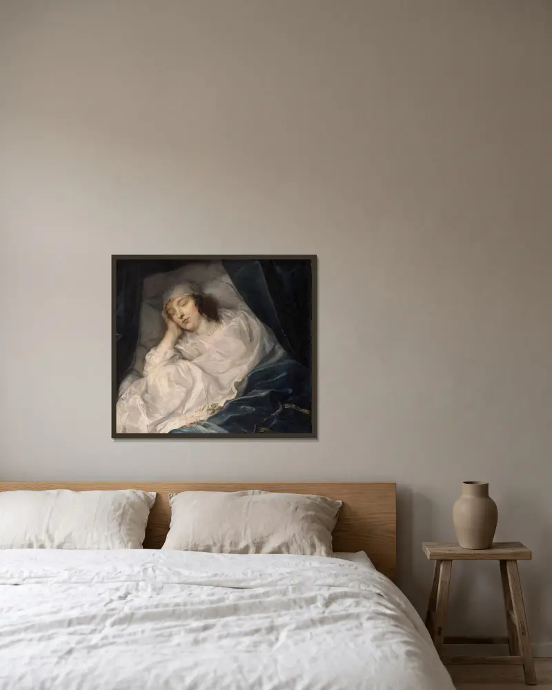 Lady Digby na łożu śmierci, Anthony van Dyck w ramie na ścianie