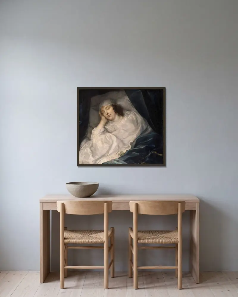 Lady Digby na łożu śmierci, Anthony van Dyck w ramie na ścianie
