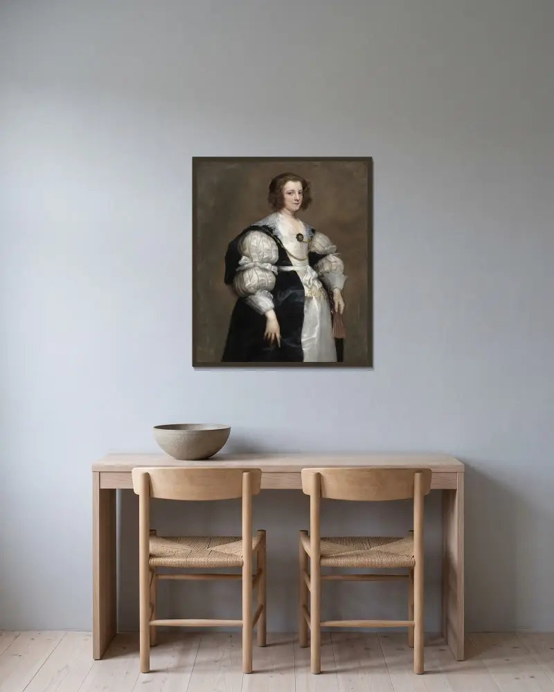Dama z wachlarzem, Anthony van Dyck w ramie na ścianie