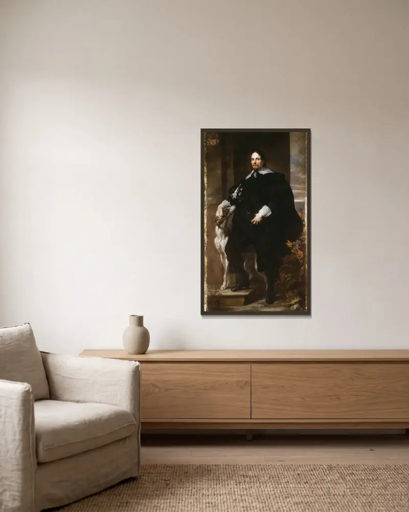 Philippe Le Roy av Anthony van Dyck inramad på en vägg