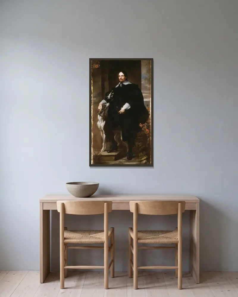 Philippe Le Roy av Anthony van Dyck inramad på en vägg
