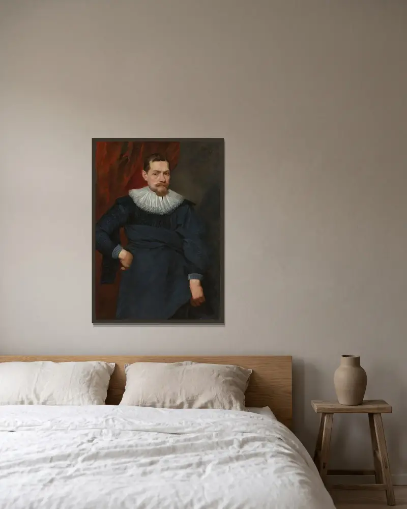 Bildnis eines Mannes, 1619 von Anthony van Dyck gerahmt an einer Wand