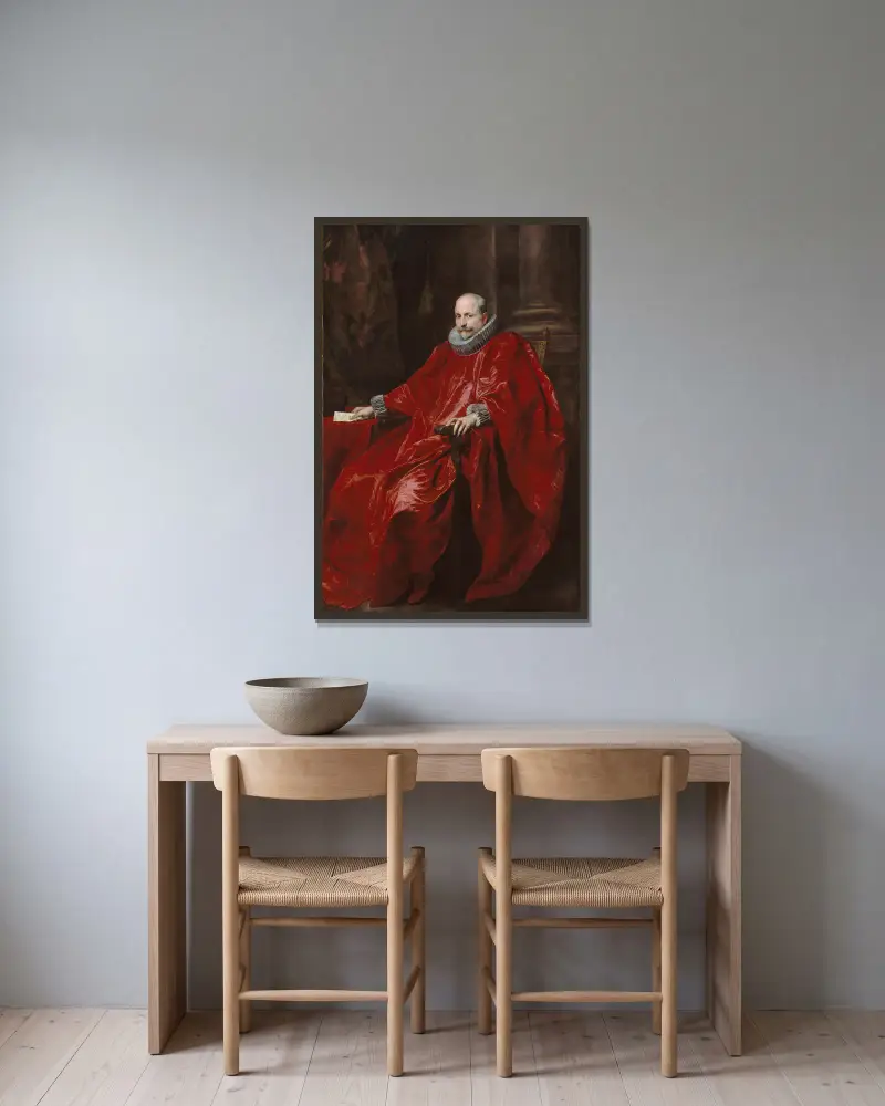 Porträt des Agostino Pallavicini von Anthony van Dyck gerahmt an einer Wand