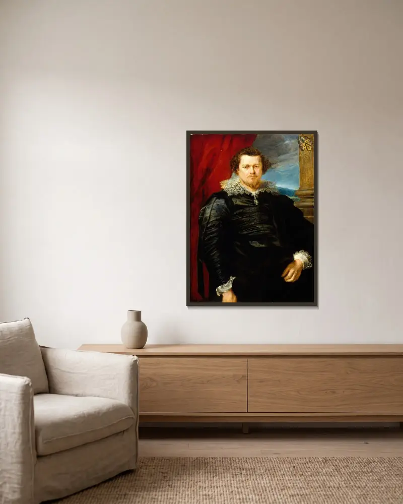 Porträtt av Jaspar de Charles van Nieuwenhoven av Anthony van Dyck inramad på en vägg