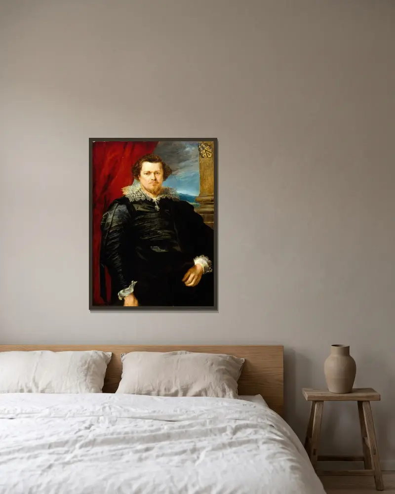 Porträtt av Jaspar de Charles van Nieuwenhoven av Anthony van Dyck inramad på en vägg