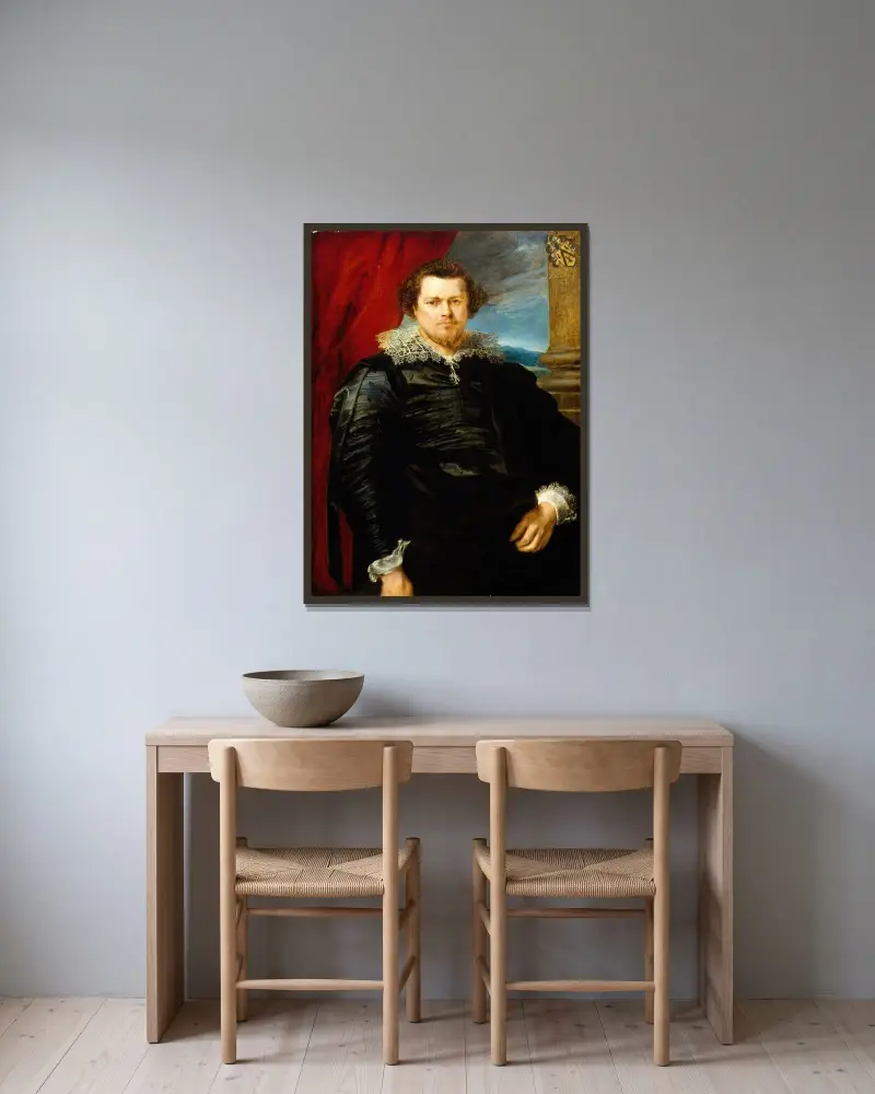 Porträtt av Jaspar de Charles van Nieuwenhoven av Anthony van Dyck inramad på en vägg