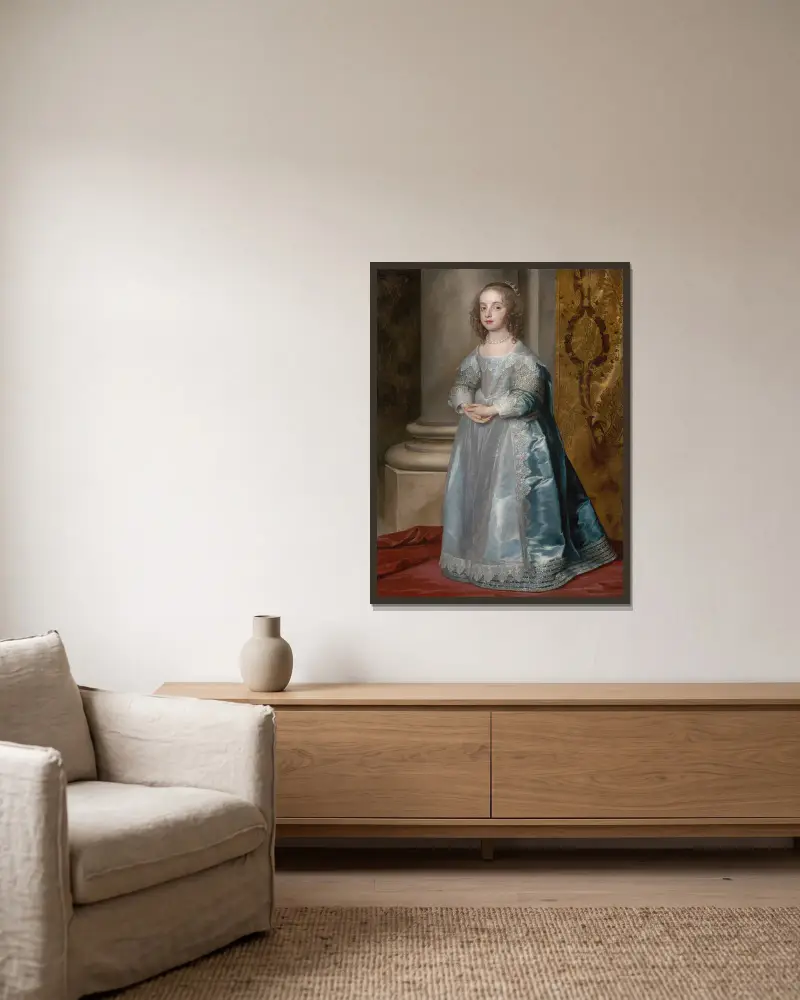 Prinsessan Mary, dotter till Karl I av Anthony van Dyck inramad på en vägg