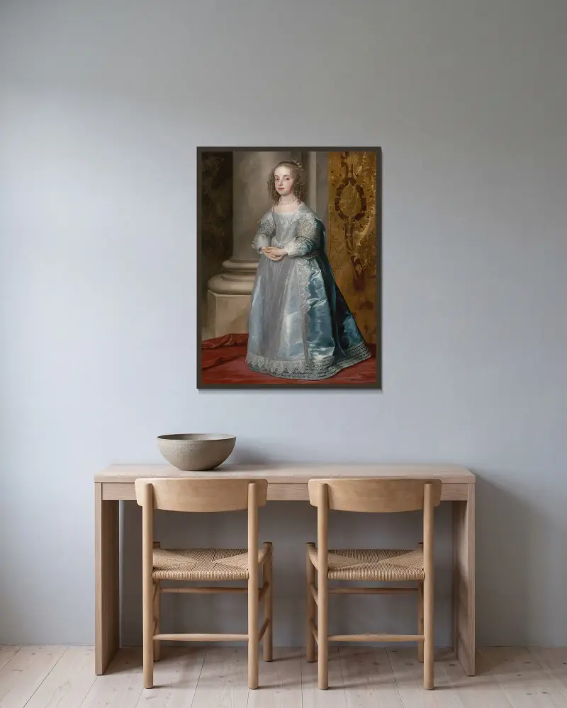 Prinsessan Mary, dotter till Karl I av Anthony van Dyck inramad på en vägg