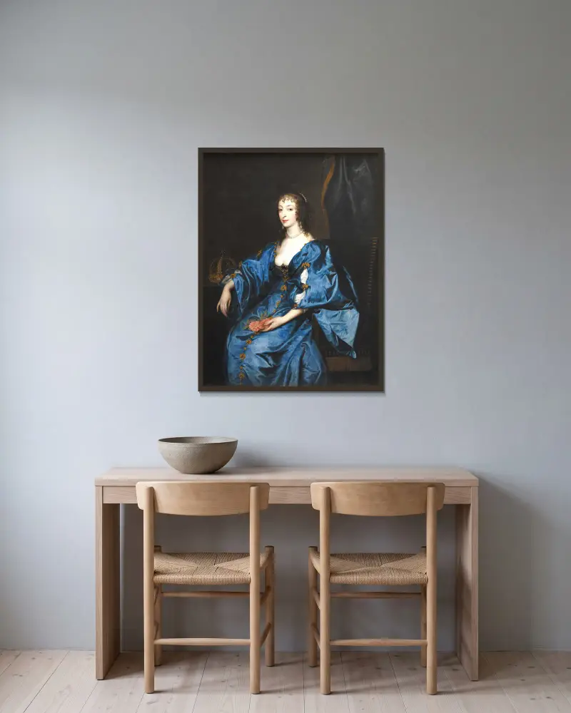 Königin Henrietta Maria von England von Anthony van Dyck gerahmt an einer Wand