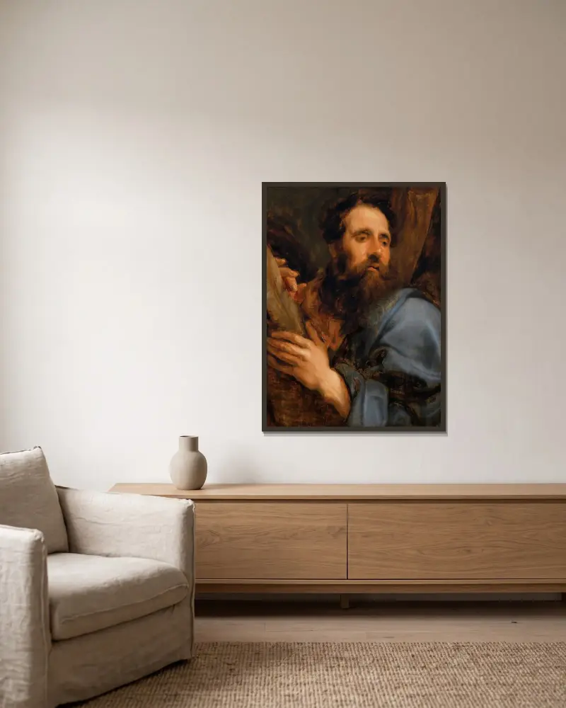Der heilige Andreas von Anthony van Dyck gerahmt an einer Wand