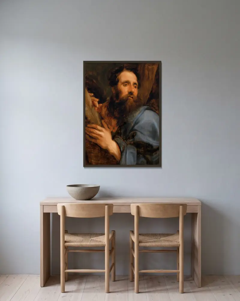 Der heilige Andreas von Anthony van Dyck gerahmt an einer Wand