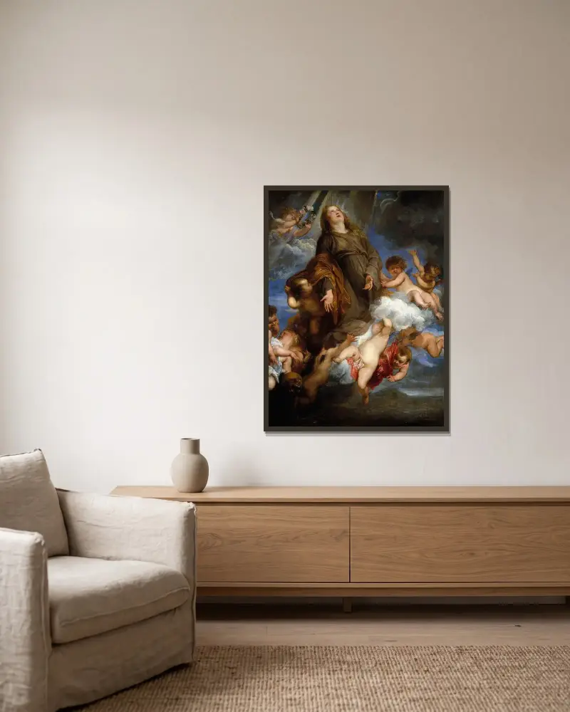 Sankta Rosalia förbön för pestens offer i Palermo av Anthony van Dyck inramad på en vägg