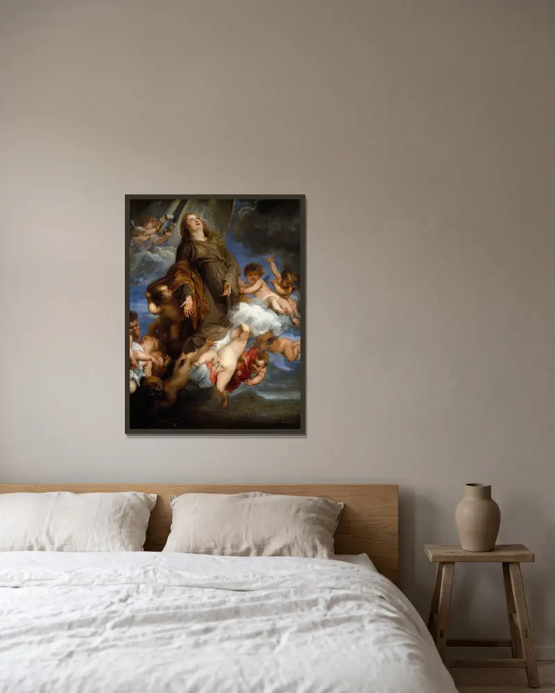 Sankta Rosalia förbön för pestens offer i Palermo av Anthony van Dyck inramad på en vägg