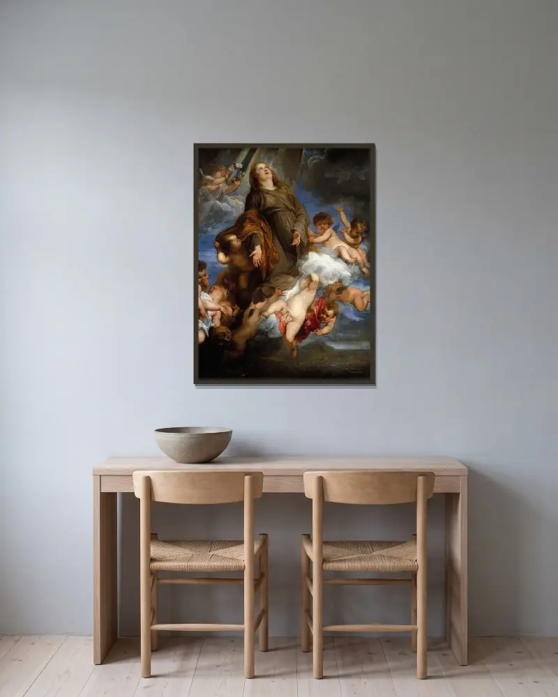 Sankta Rosalia förbön för pestens offer i Palermo av Anthony van Dyck inramad på en vägg