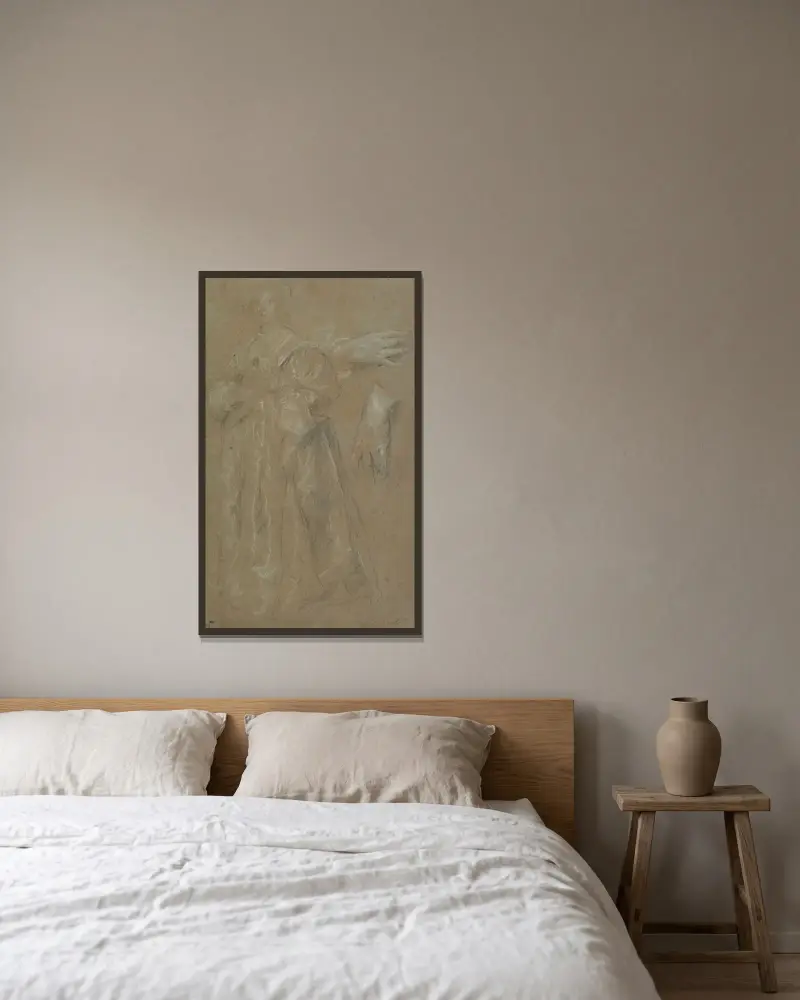 Studie zu einem Damenporträt von Anthony van Dyck gerahmt an einer Wand