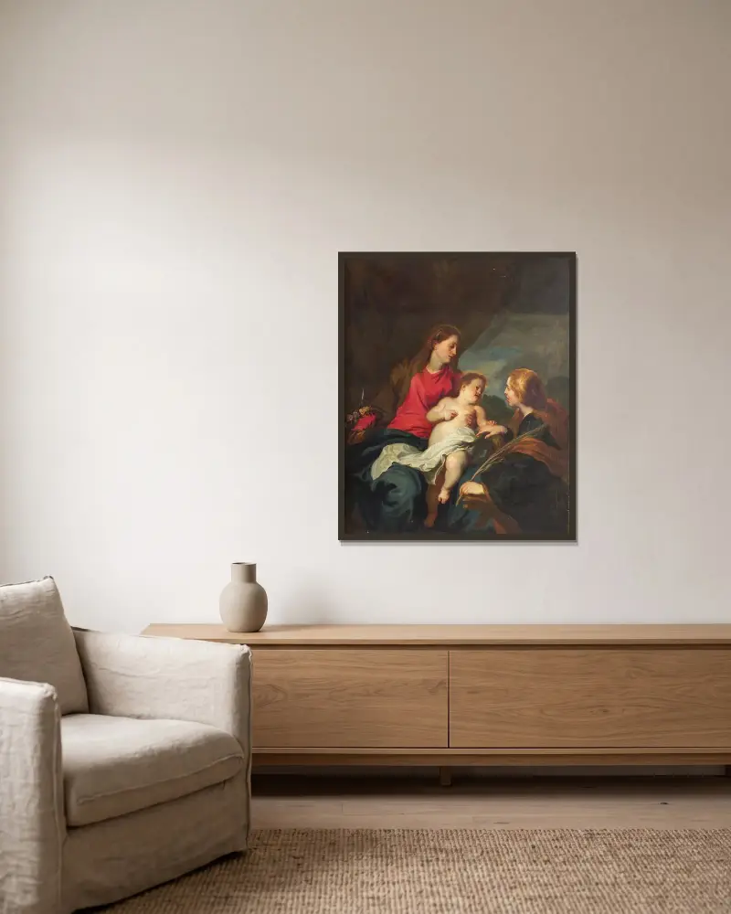 Mistyczne zaślubiny św. Katarzyny Aleksandryjskiej, Anthony van Dyck w ramie na ścianie