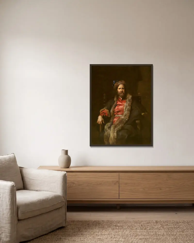 Porträt des Malers Martin Ryckaert von Anthony van Dyck gerahmt an einer Wand