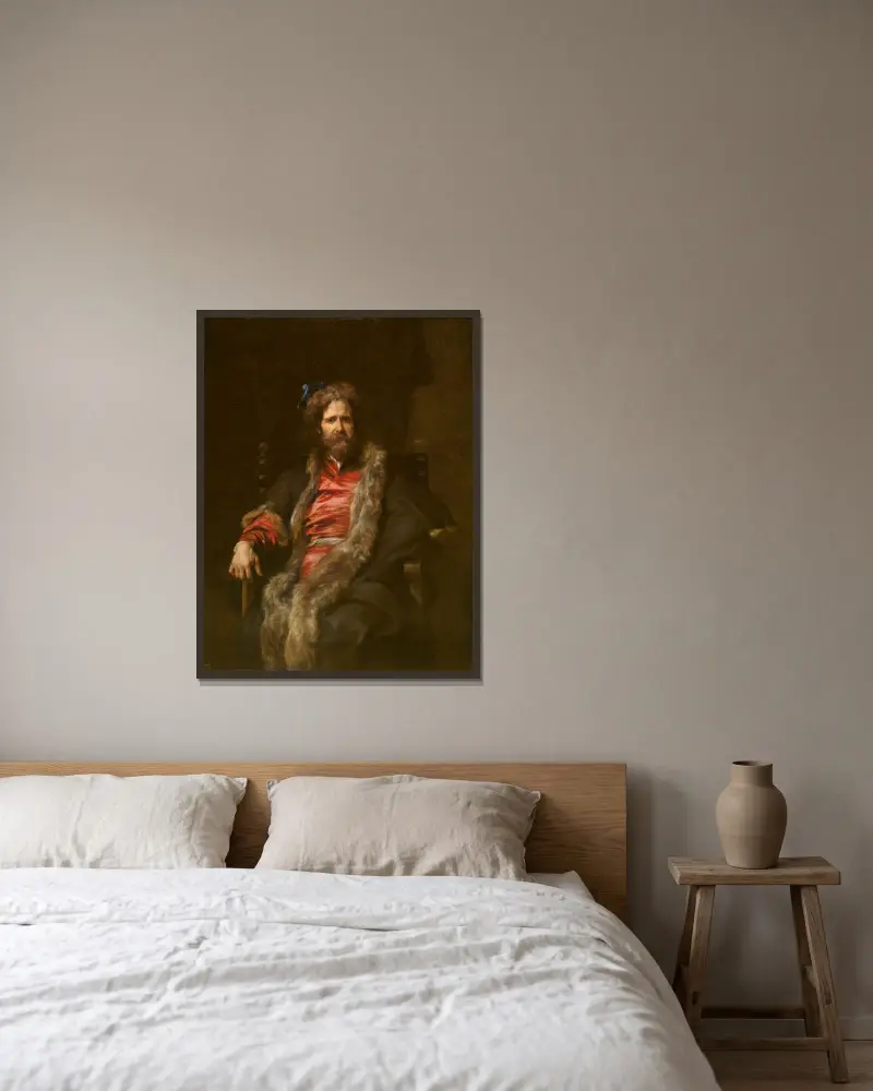 Porträt des Malers Martin Ryckaert von Anthony van Dyck gerahmt an einer Wand