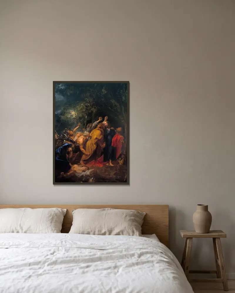 The Taking of Christ av Anthony van Dyck inramad på en vägg