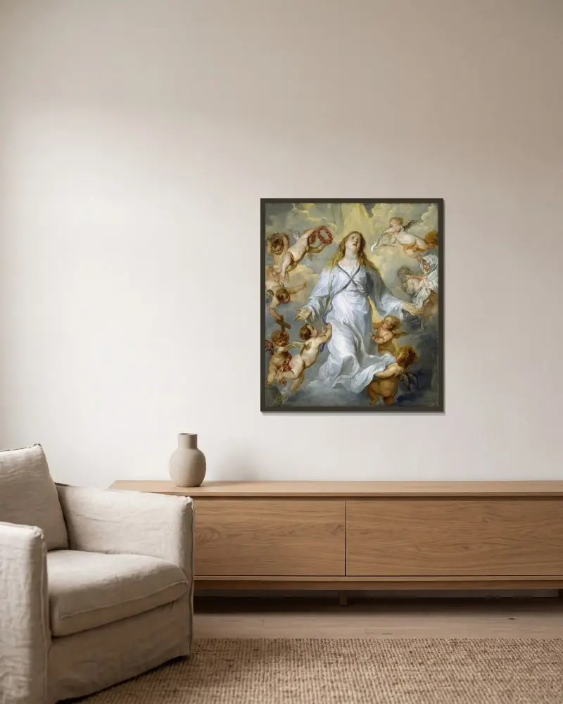 Panna Maria jako přímluvkyně, Anthony van Dyck v rámu na stěně