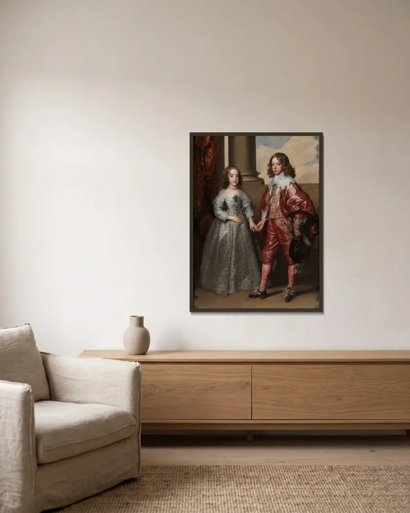 Wilhelm II, książę Orański, i jego narzeczona Maria Stuart, Anthony van Dyck w ramie na ścianie