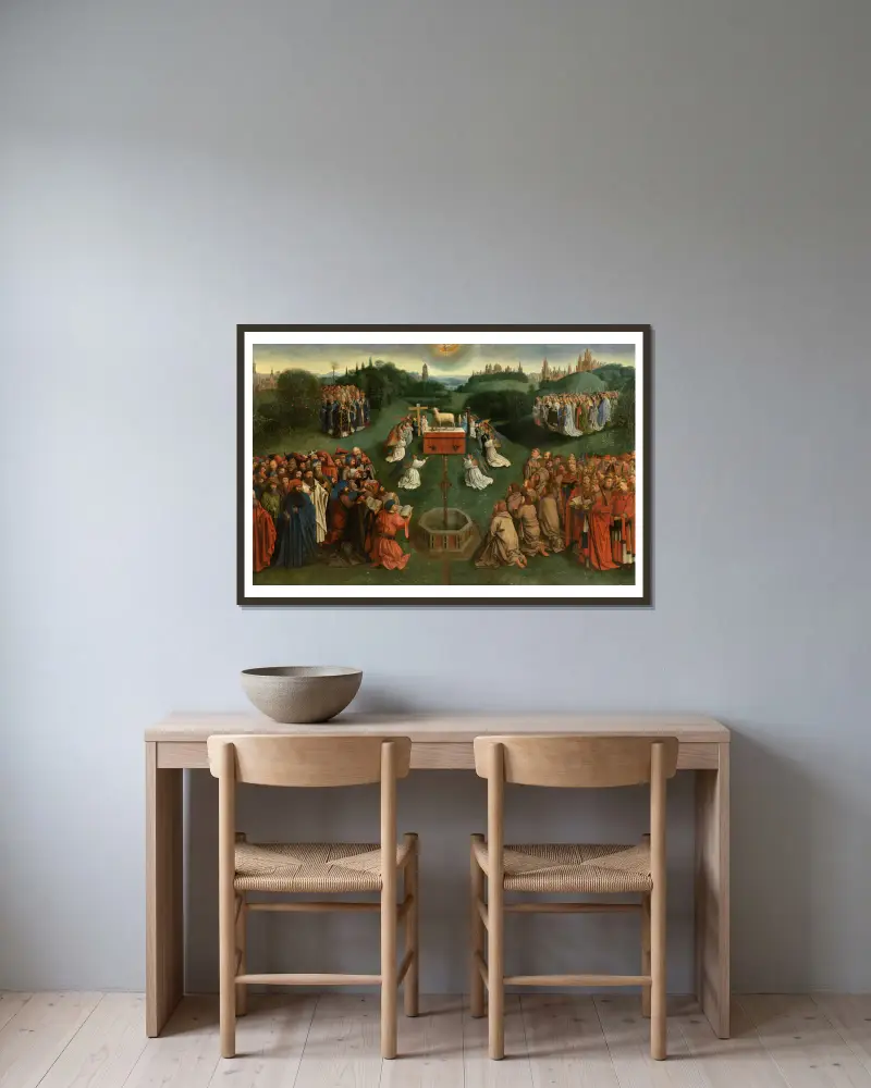 Adoracja Baranka, Jan van Eyck w ramie na ścianie