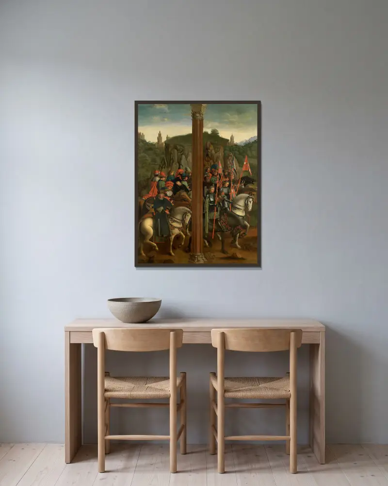 Kristi riddare och de rättfärdiga domarna av Jan van Eyck inramad på en vägg