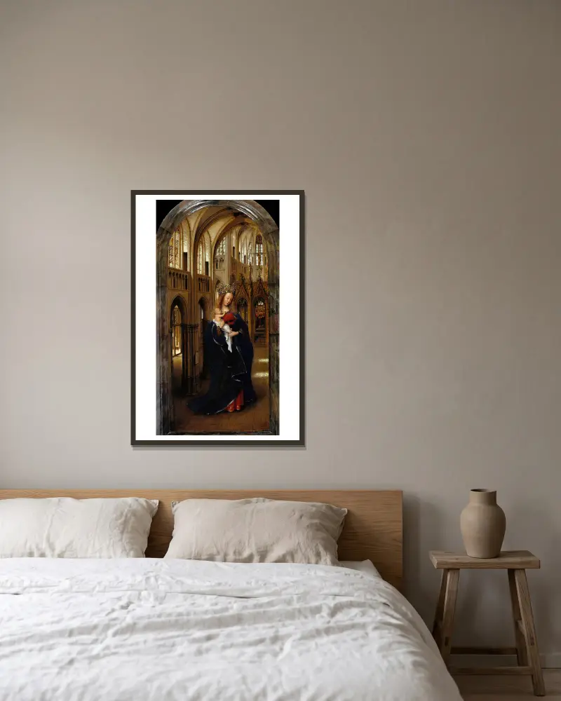 The Madonna in the Church av Jan van Eyck inramad på en vägg