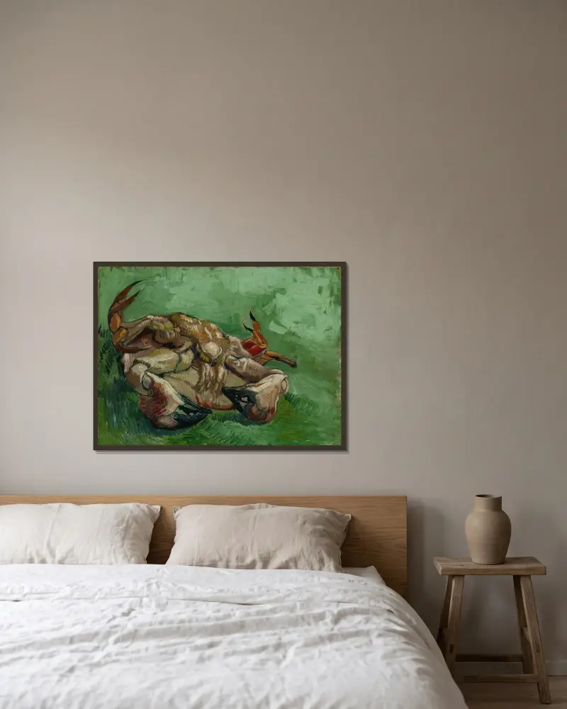 A crab on its back av Vincent van Gogh inramad på en vägg