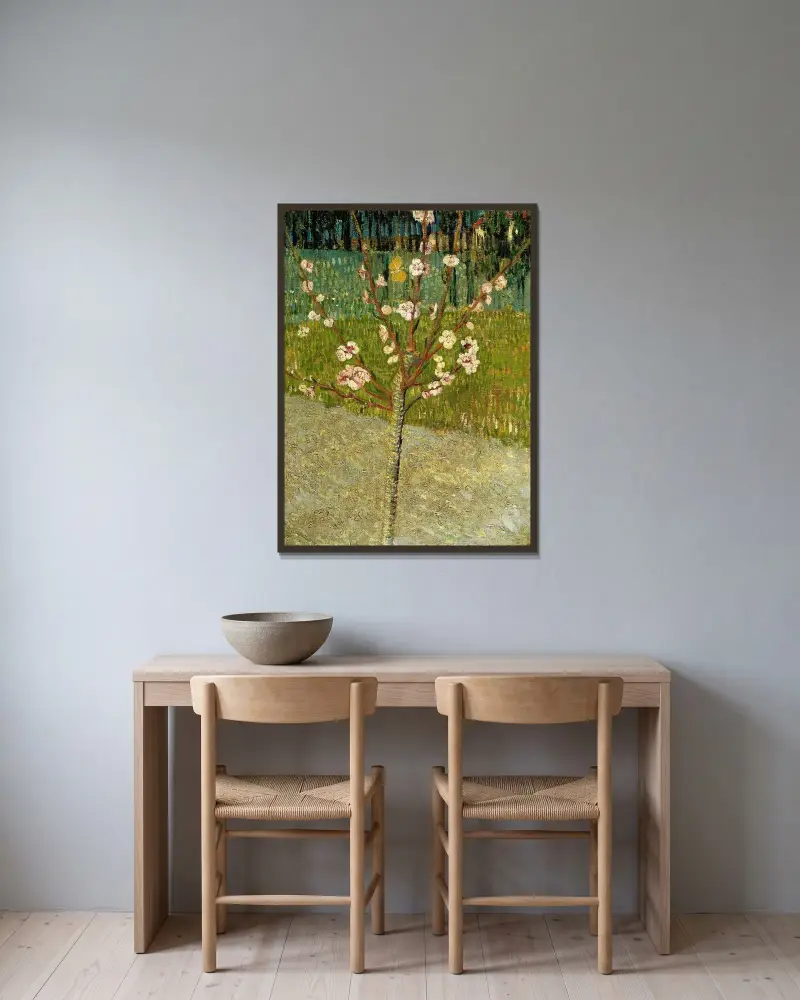 Almond tree in blossom av Vincent van Gogh inramad på en vägg