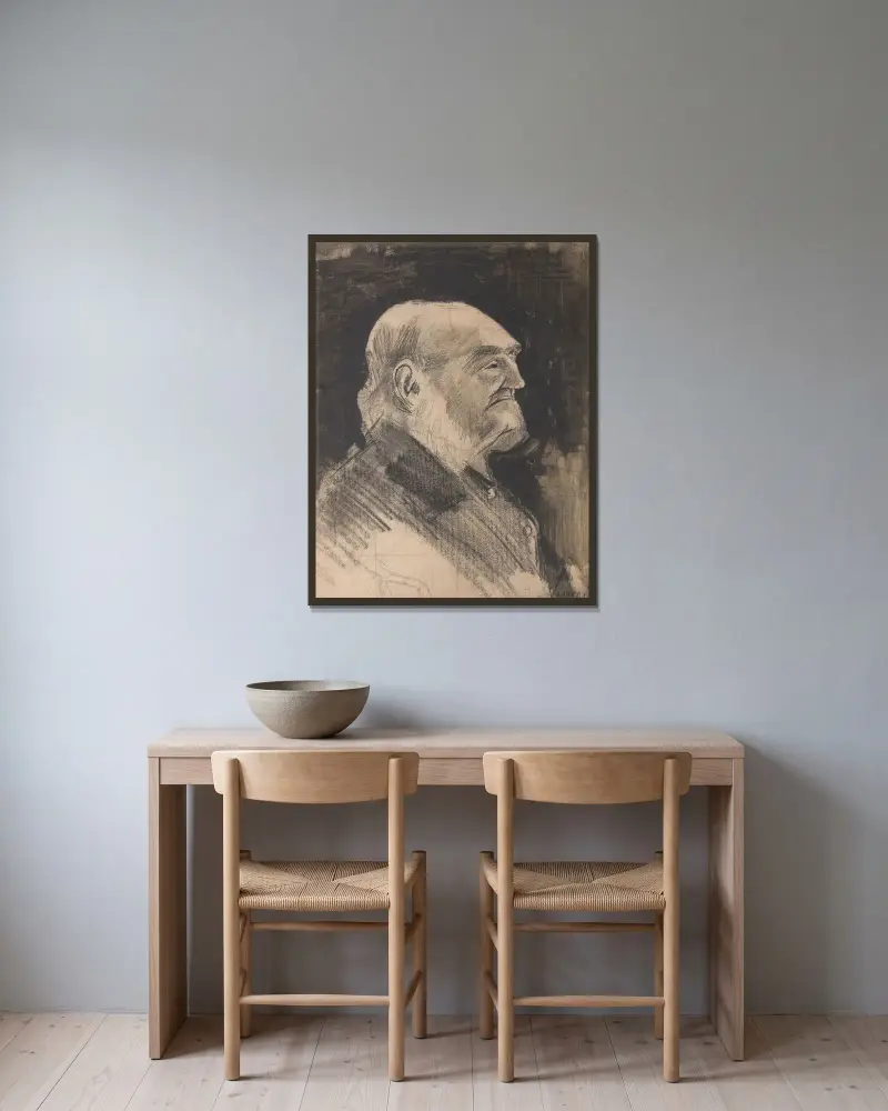 Bald-Headed Orphan Man av Vincent van Gogh inramad på en vägg