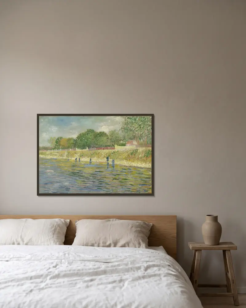 Bank of the Seine av Vincent van Gogh inramad på en vägg