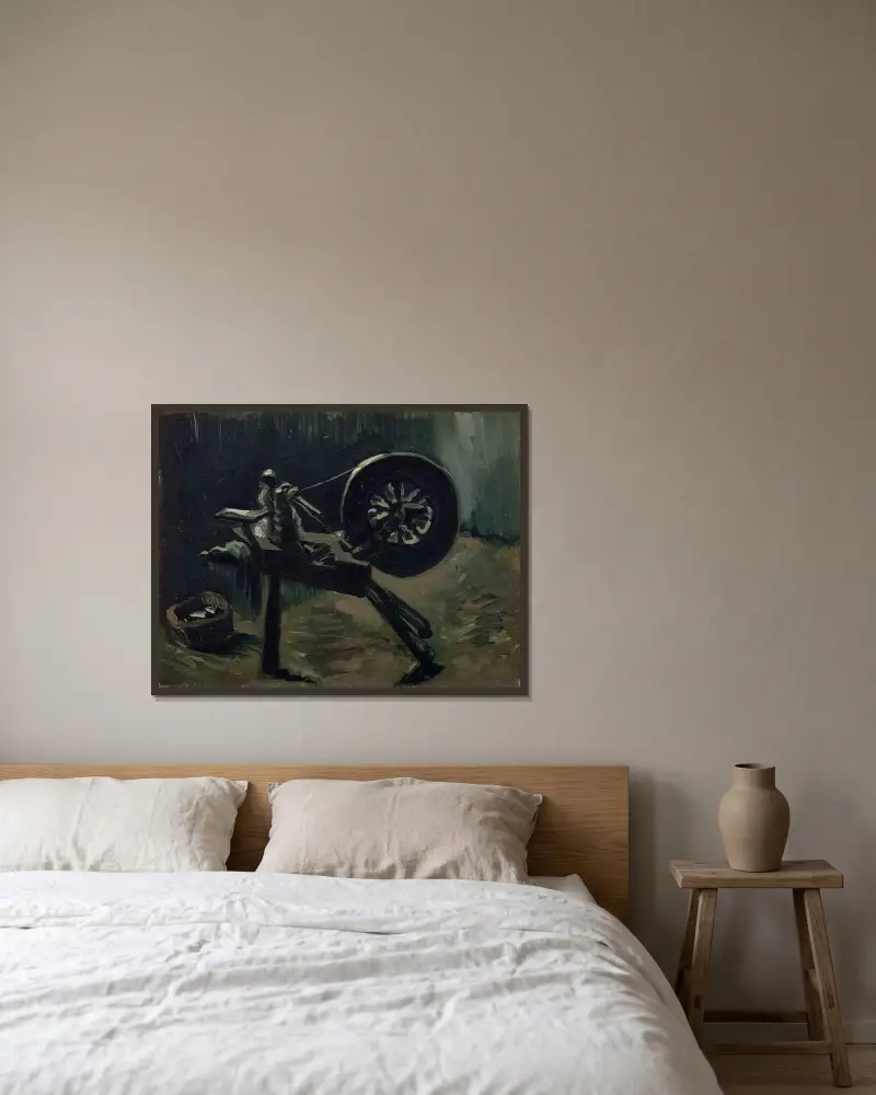 Bobbin winder av Vincent van Gogh inramad på en vägg