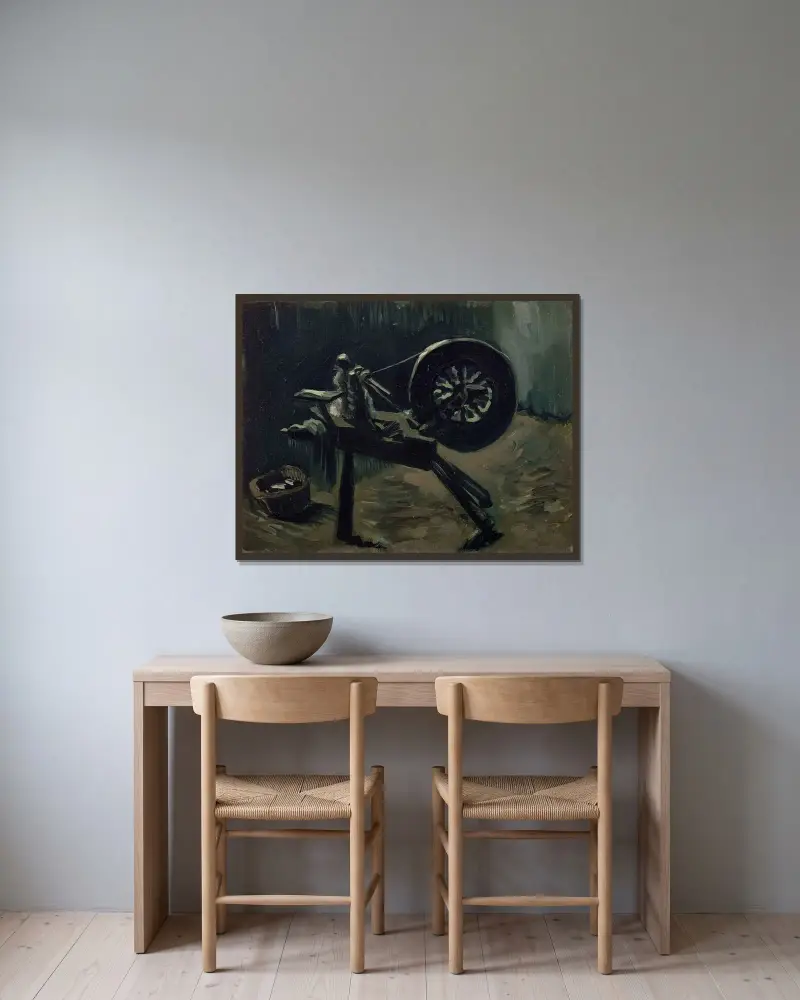 Bobbin winder av Vincent van Gogh inramad på en vägg