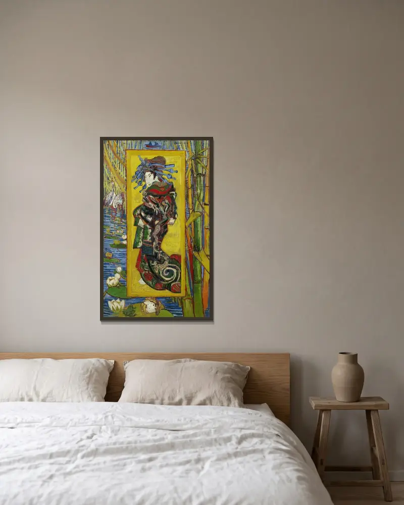 Kurtisane – nach Eisen von Vincent van Gogh gerahmt an einer Wand