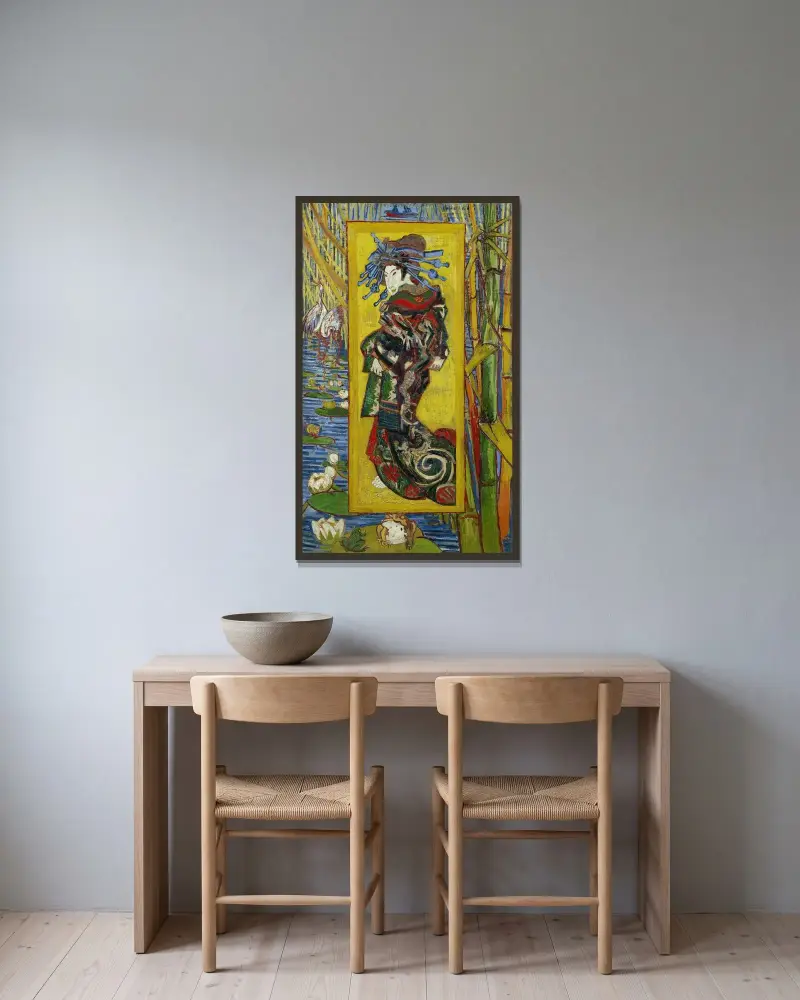 Kurtisane – nach Eisen von Vincent van Gogh gerahmt an einer Wand