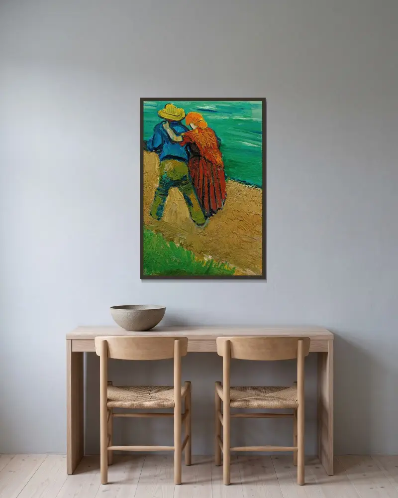 Herdedikt i Provence – ett älskande par av Vincent van Gogh inramad på en vägg