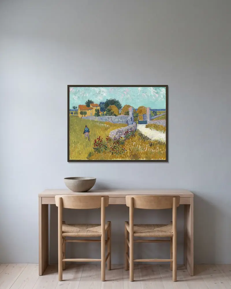 Farmhouse in Provence av Vincent van Gogh inramad på en vägg