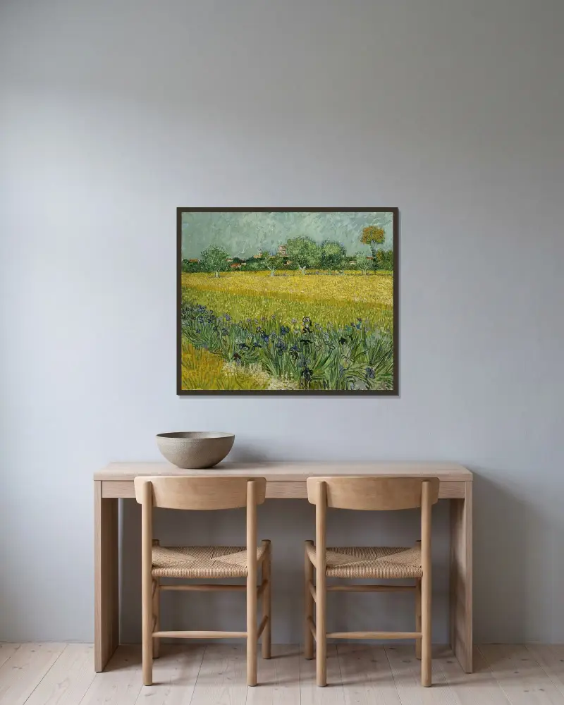 Field with flowers near Arles av Vincent van Gogh inramad på en vägg