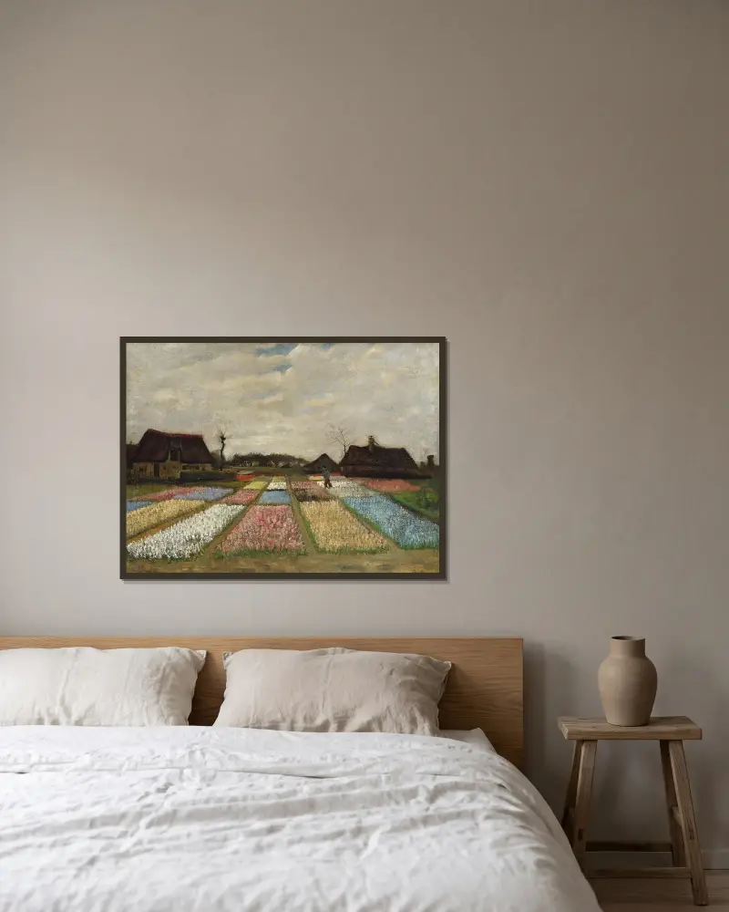Flower Beds in Holland av Vincent van Gogh inramad på en vägg