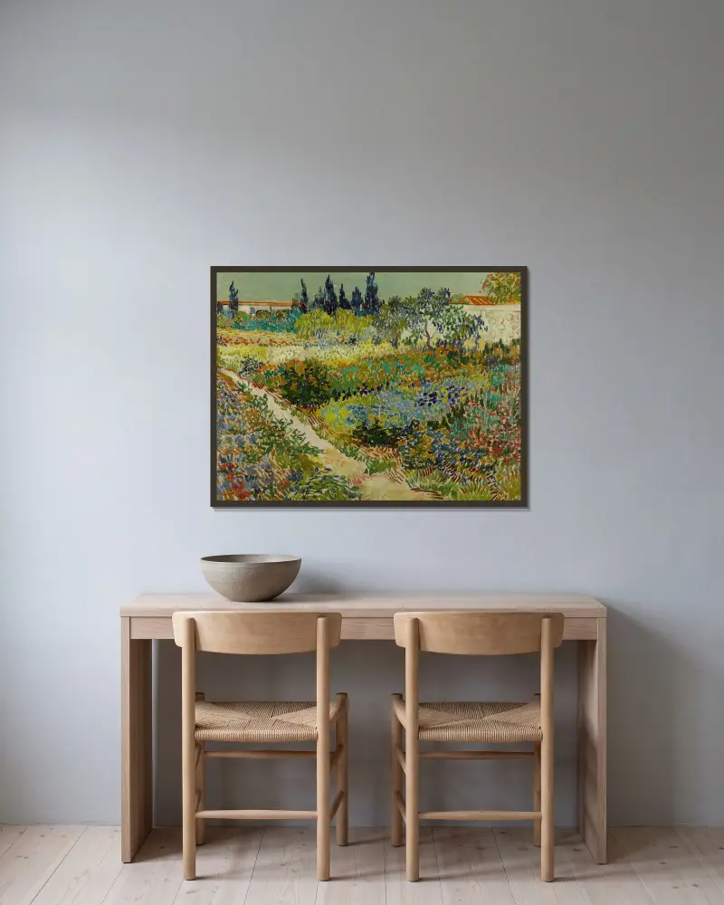 Zahrada v Arles, Vincent van Gogh v rámu na stěně