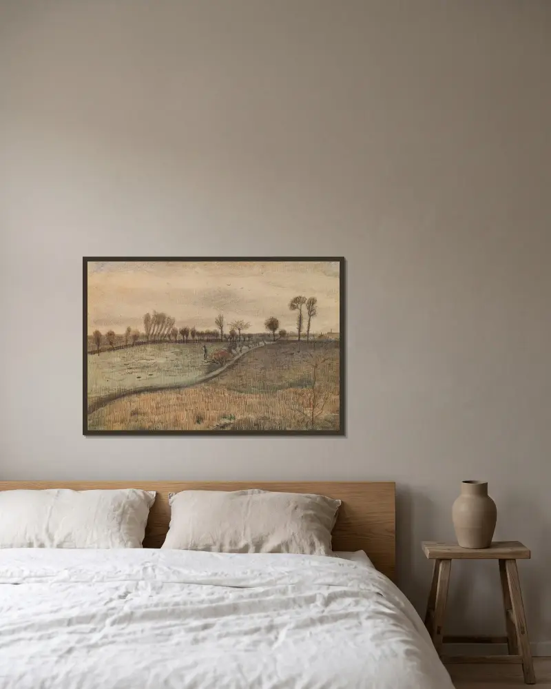 Landschaft mit Kopfweiden von Vincent van Gogh gerahmt an einer Wand