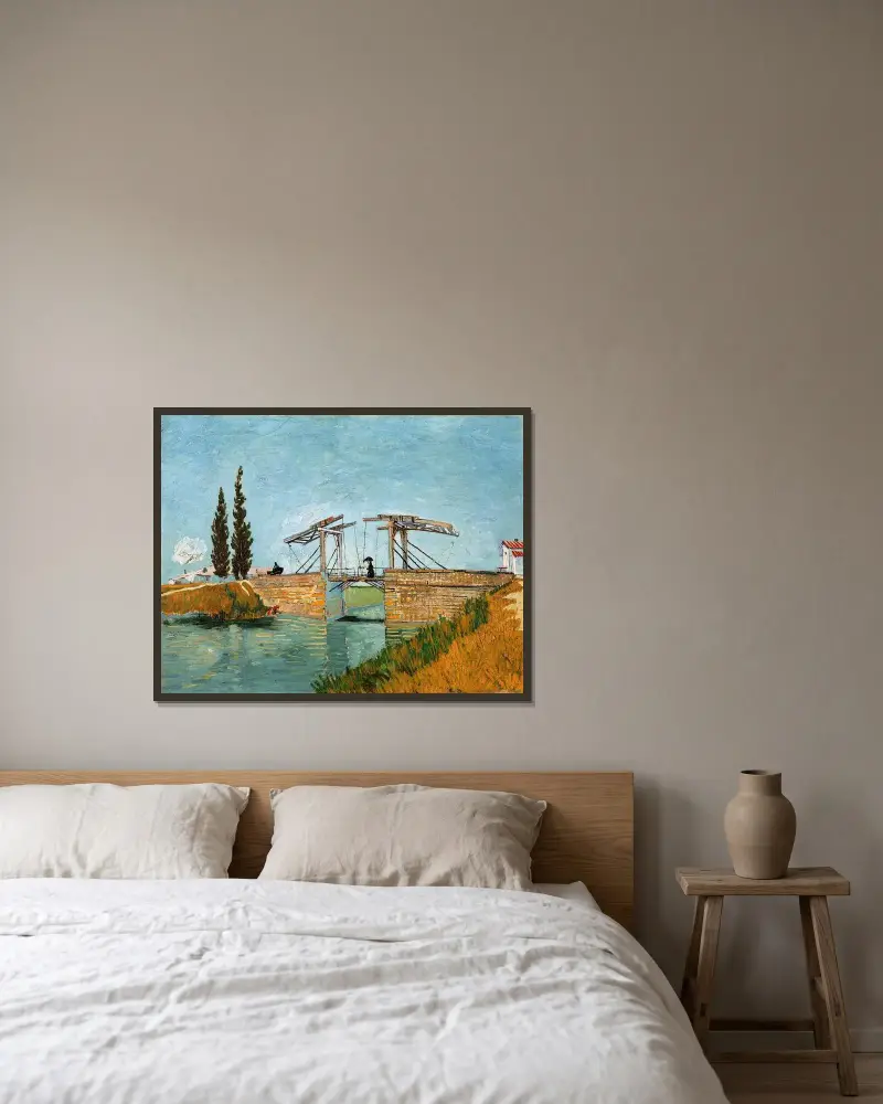 Langlois Bridge at Arles av Vincent van Gogh inramad på en vägg