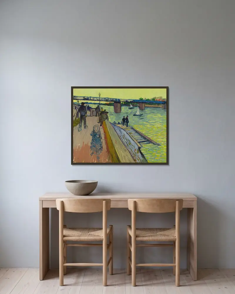 Le pont de Trinquetaille av Vincent van Gogh inramad på en vägg